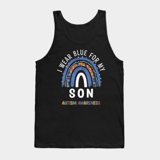 I Wear Blue For My Son Autism Awareness Rainbow Women Tank Top